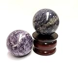Jet Natural Lepidolite Crystal Sphere Ball 50-55 mm – Healing Stone for Stress Relief, Anxiety, Peace & Emotional Balance – Reiki, Meditation, Chakra Balancing, Energy Crystal Décor