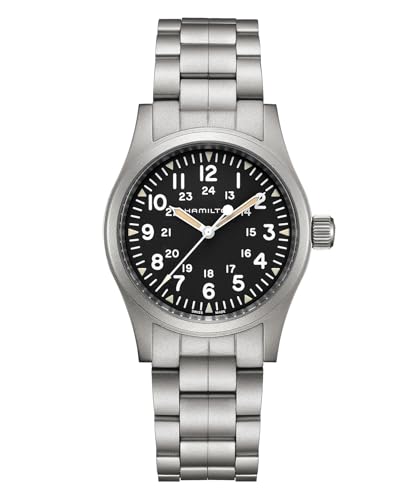 Hamilton Watch Khaki Field Mechanical 38mm Case, Black Dial, Silver Stainless Steel Bracelet (Model: H69439131)