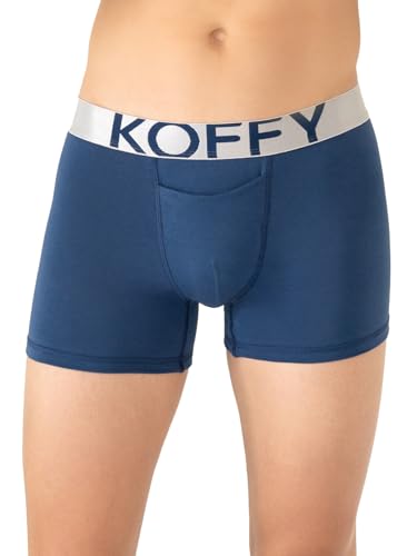 Image of KOFFY Men's Malleable Cotton Lycra Long Trunk with Minus Cutting Pouch I Wrinkle Free I Moisture Wicking Technology