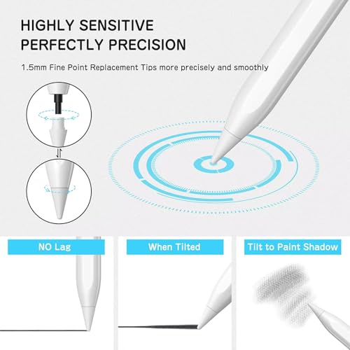 Image of Universal Stylus Pen for iPad & Android Tablets Fast Charging, High Precision Tip, Magnetic Design, USB-C Cable Included - Smooth Writing & Drawing Pencil (White)