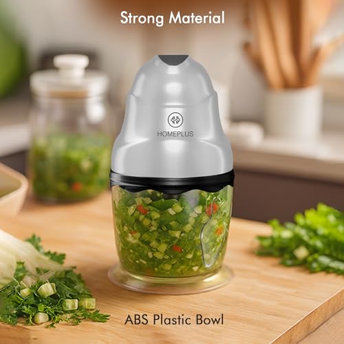 Image of Homeplus Electric Chopper Nova 250W (CH-1311) | Vegetable, Fruit & Meat Chopper with Whisking Function | Dual Blade System, 700ml Bowl, Fast Chopping, Easy Clean, Compact (Silver)