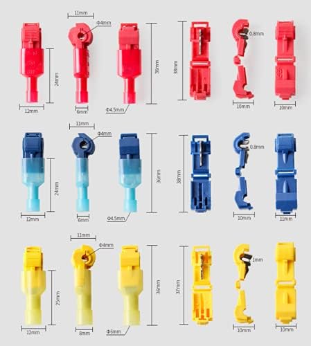 50 PCS,T-Shaped Crimp Terminal,Electrical Connector,Connection Clamps,Quick-Free Stripping,Cable Connector(T3 Yellow)