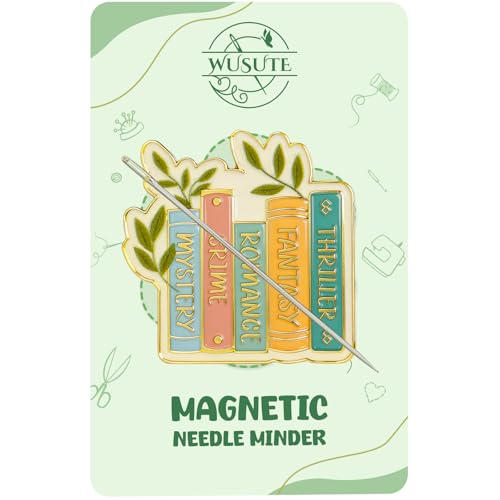 WUSUTE Book Lovers Needle Minder for Cross Stitch Bookshelf Needle Minder Magnet for Organizing Embroidery Sewing Needle Holder Needlework Accessories