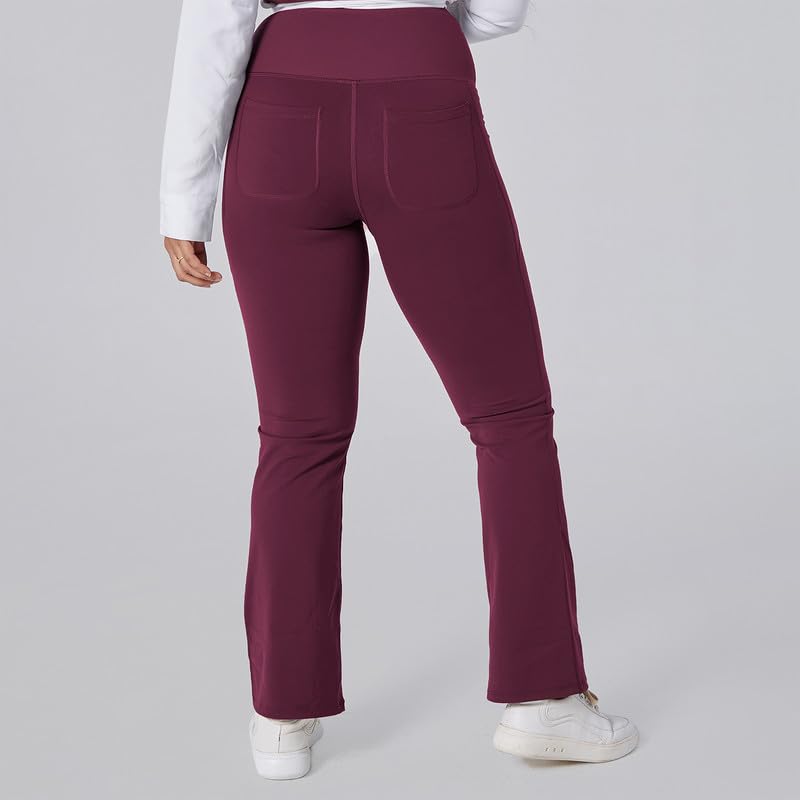 Image of BlissClub Ultimate Flare Pants for Women Upto 5'4 ft | Ribbed Waistband, 4 Pockets | High Waist Trousers and Formal Pants for Office wear