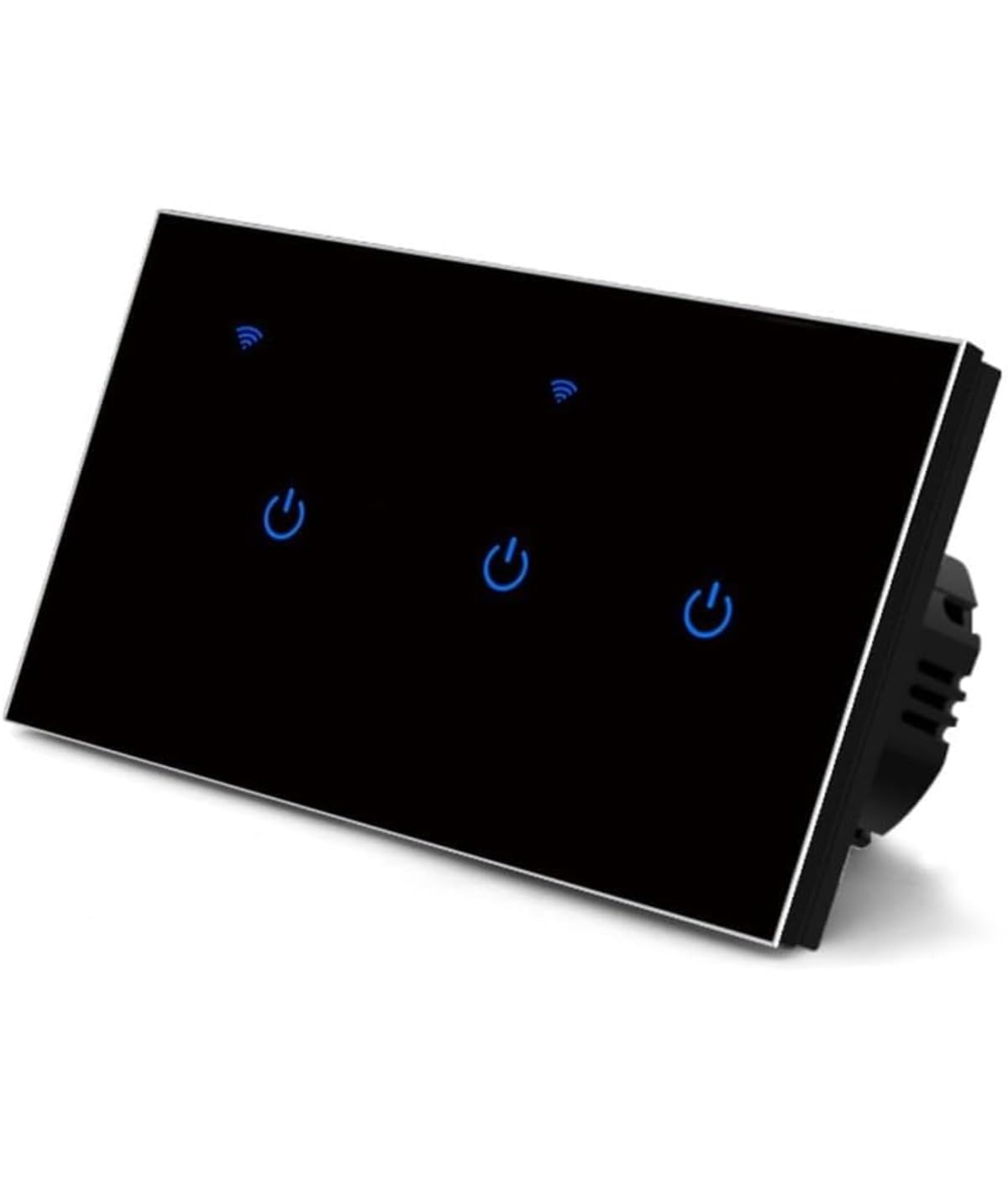 Tuya Smart Interruptor WiFi Home-Touch, Panel de Cristal Templado, Compatible con Control Remoto Doméstico, Voz, Tuya y Smart Life, Negro, 1 Pieza (3 Velocidades Negro)