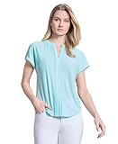 Jones New York Women's Split NK Henley with Trim, Aqua Mist