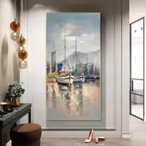 Impression voilier peinture toile paysage bleu vue mer décoration murale