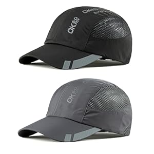 2 Packs Quick Dry Baseball Cap Unisex, Fashion Sports Cap Outdoor Mesh Running Cap, Foldable Adjustable Lightweight UV Protection Summer Sun Hat for Hiking Camping Golf Climbing