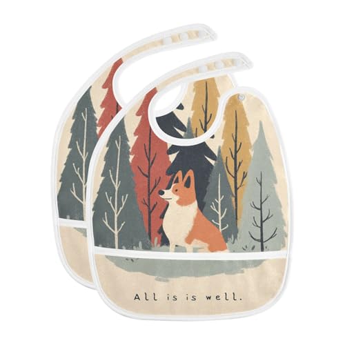 HXshaoye Absorbent Drool Bibs Set with Snap 2 Pack Bibs for TeethingMinimalist All Is Well Dog baberos para nino algodon