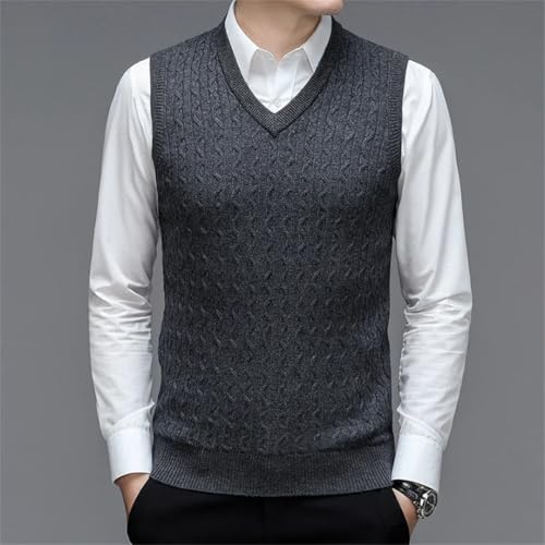 Men Knitted Sweater Business Regular Fit Vest Pullover Men Wool Solid Color Sleeveless V-Neck Men Clothing3