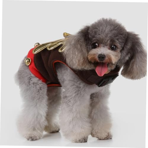 Disfraz navideño para perro color café talla M miniatura 3
