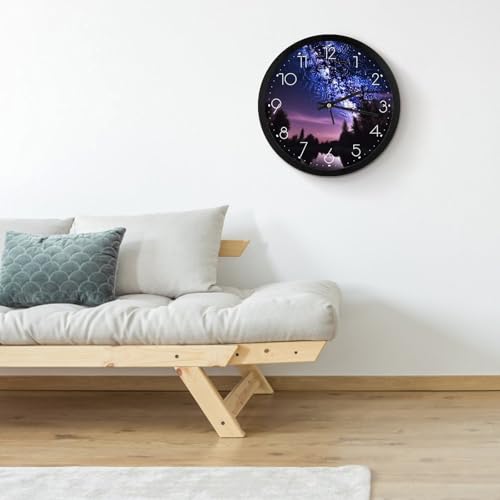 Horloge murale moderne ronde silencieuse violette de 25,4 cm à piles