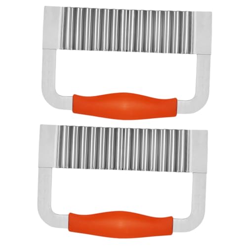 Cabilock 2 Piezas Corte de patata ondulado acero inoxidable stainless steel cortador ondulado vegetal chipeadora de patatas papas fritas zanahoria cortador de ondas de cocina