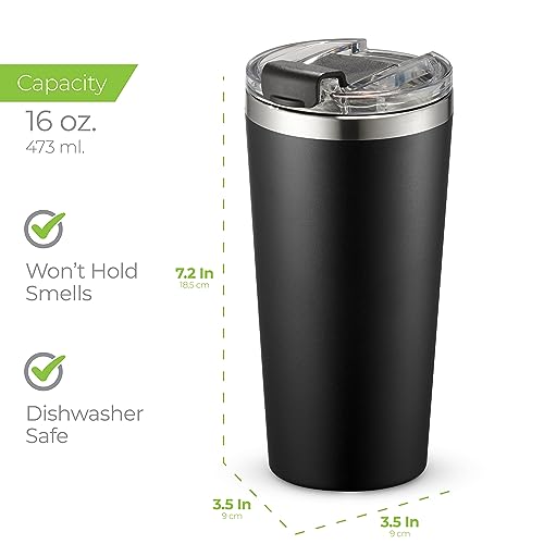 Image of SIPX Triple-Insulated Tumblers - 16oz. Premium Modern Tumbler With Lid, insulated Cup Keeps Hot For 6 Hours, Stainless Steel Tumbler Made Of Sustainable Material, Coffee Travel Mug For Home & Office
