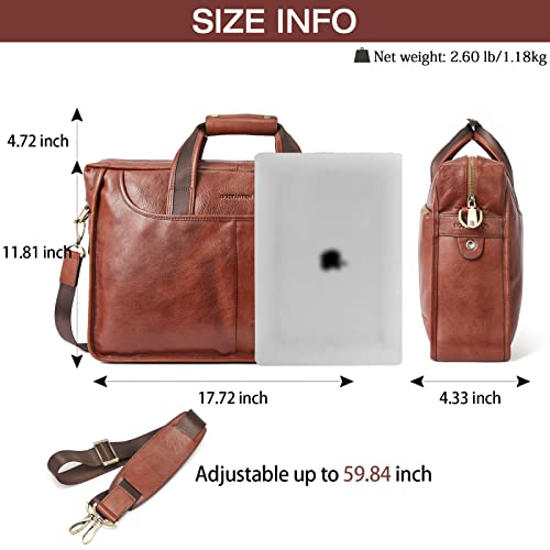Bostanten Leather Briefcase For Men 17 Inch Laptop Bag Full Grain Leather Handbag Messenger Lawyer Business Travel Work Bags #TOP2