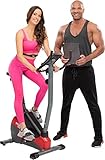 Miweba Sports Ergometer ME300 Trimmrad Cardio Heimtrainer - App Steuerung - 10 Kg Schwungmasse - Pulsgurt - Magnetbremse - LCD Display (Schwarz Rot)