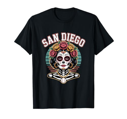 San Diego Sugar Skull Flower City Baseball T-Shirt