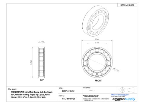 FAG Bearings NJ209E-TVP2 Single Row Cylindrical Roller Bearing, Straight Bore, Removable Inner Ring, Flanged, High Capacity, Normal Clearance, Metric, 45mm ID, 85mm OD, 19mm Width - Thumbnail 2