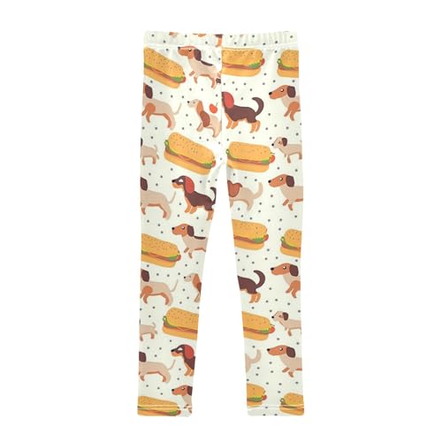Wusikd Cute Dachshunds Girls' Leggings Toddler Doodles Hotdog Kids Yoga Pants Dance Active Tights 4T2