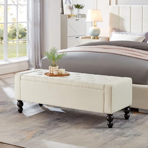 DRM&lsquo;SCUUM 50' W Storage Ottoman Bench with Safety Hinge, Load up to 660 lb Ottoman with Storage...