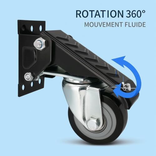 Roues pliables pour établis avec levage escamotable 50kg