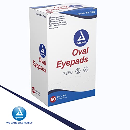 Dynarex Sterile Oval Eye Pads - Individually Wrapped Cotton Patches With Mesh Covering - Single Use, Comfortable, Absorbent Sterile Pads For Eyes - 2.63X1.63", 1 Box Of 50 #TOP6