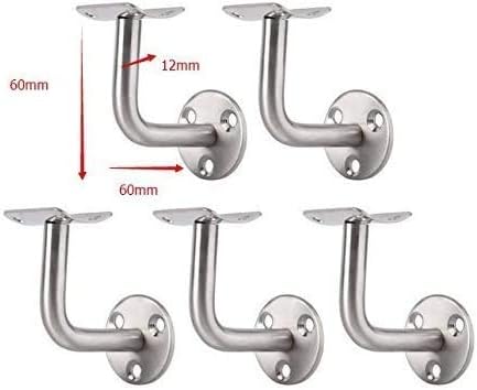 5pcs Modern Silver Brushed Stainless Steel Staircase Handrail Brackets