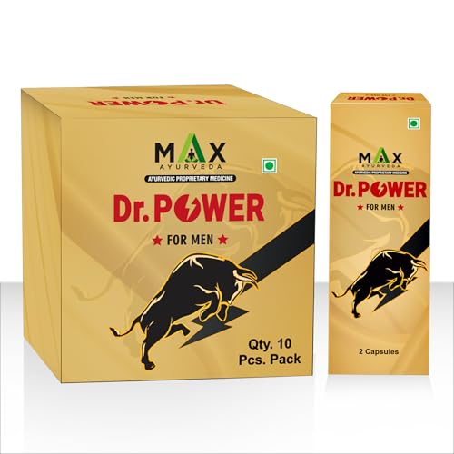 Image of Max Ayurveda Dr. Power Capsules for Men | 100% Ayurvedic & GMP Certified | Stamina, Power and Energy Booster | Pack of 10 (2 Capsules Each)
