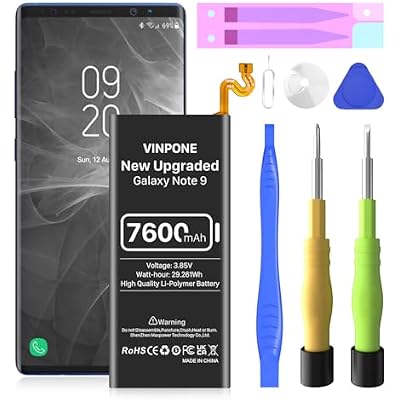 SHENMZ Galaxy Note 9 Battery, (2026 New Upgraded) High Capacity 7600mAh EB-BN965ABU Li-Polymer Replacement Battery for Galaxy Note 9 N9600 N960F Phone Battery with Repair Tool Kit