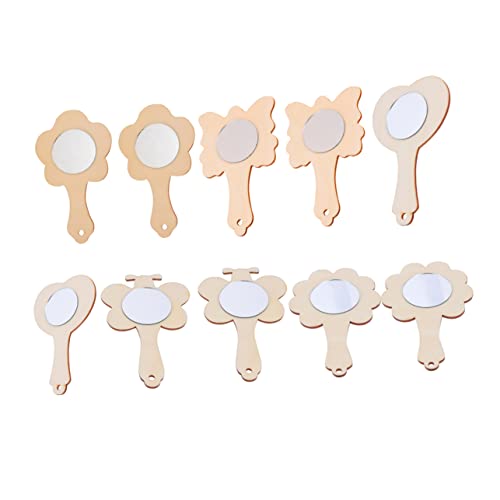ERINGOGO 15Pcs DIY Painting Mirrors for Unfinished Wooden Base Craft for Home School Art Projects Fun Present for Creative Play Learning