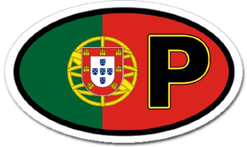 Portugal P Portuguese Flag Car Bumper Sticker Decal Oval