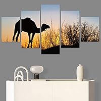 SIGNWIN 5 Panel Canvas Wall Art Modern Art Animals Colorful Decorative Elements Multicolor Photography Silhouette for Home Decorations Ready to Hang - 60