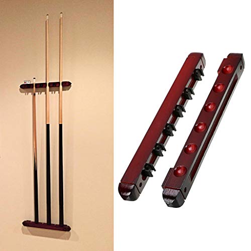 Ownmy 6 Cues Wooden Billiard Cue Rack 6 Pool Cues Wall Mount Mahogany Finish Hardwood Pool Cue Sticks Rack Billiard Stick Wall Rack With 6 Cue Clips For Billiard / Pool Cue Racks #TOP4