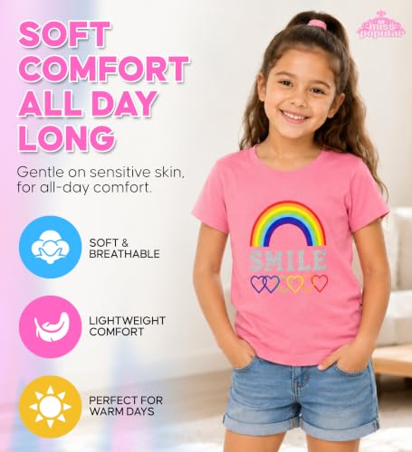 Image of MISS POPULAR Girls 5-Pack Printed T-Shirts, Pink Grey Short Sleeve, Crew Neck. Unicorn, Panda, Selfie, Rainbow. Size 4-16