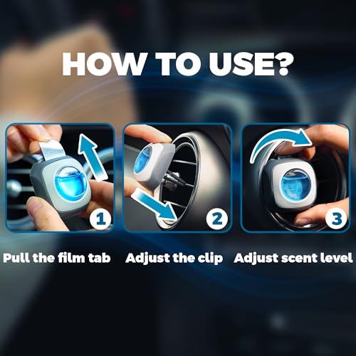 Air Jungles New Car Scent Car Air Freshener Vent Clip, 6 Count Long Lasting Up to 180 days, Natural Essential Oil Car Fragrance for Women and Men, Odor Eliminator - 4ml Each