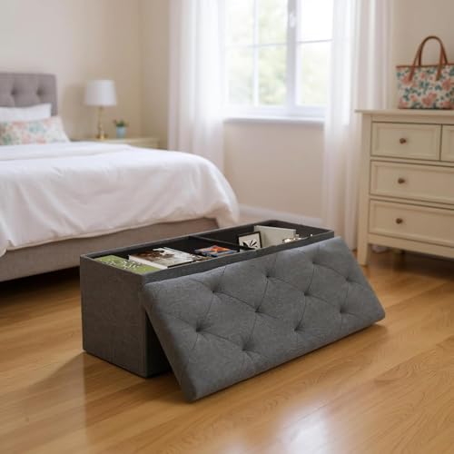 Stylish Storage Ottoman Bench with Padded Seat - Image 3