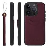 HANATORA for iPhone 15ProMax ケース 本革 耐衝撃 バンパー型 スマホケース スマホ ストラップ 付き シュリンクレザー ギフト ワイン CPGGZ-15ProMax-Wine