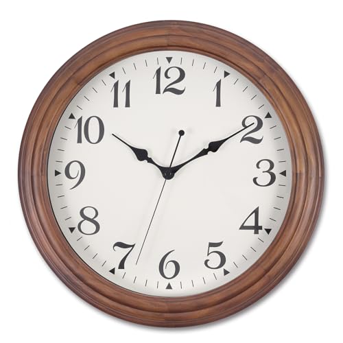 Vigorwise 14 Inch Wooden Wall Clock, Retro Wood Wall Clocks Battery Operated, Large Silent Sweep