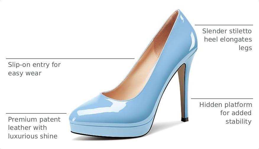 Image of Castamere Womens High Heels Platform Pumps Slip-on Stilettos 12CM Heel Office Dress Shoes