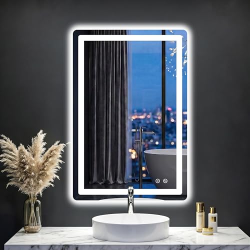 Image of LED Bathroom Mirror with Lights, 20 inchx30 inch Lighted Vanity Mirror for Wall