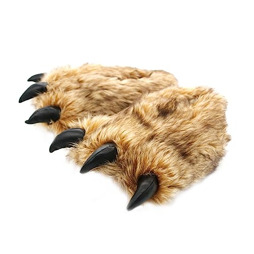 Pantoufles d'intérieur unisexes en peluche marron chaudes et antidérapantes