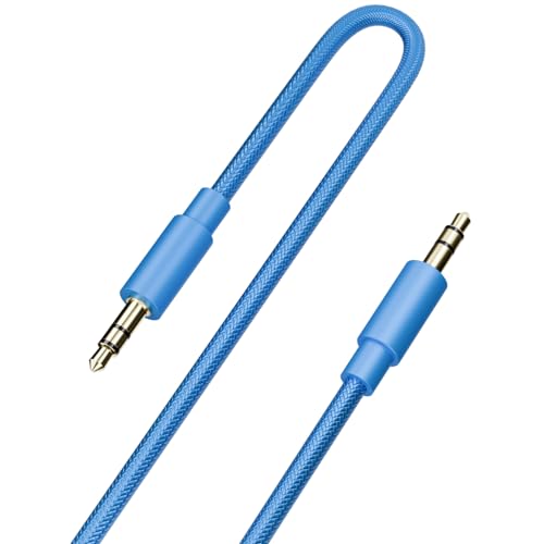 pluX Cable auxiliar de 1 m trenzado estéreo de 3,5 mm, cable de audio mini jack macho a macho, cable auxiliar de nailon trenzado para coche, smartphone, estéreo doméstico, portátil y más (3.3 pies de