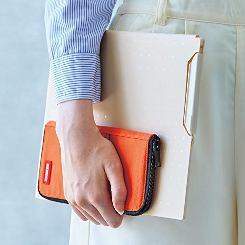 Image of LIHIT LAB Slim Pen /Pencil Pouch, 0.7 x 3.9 x 8.5 Inches, Orange (A7652-4)