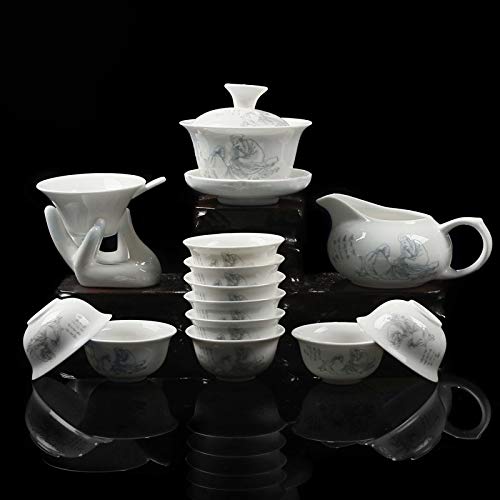 Biały serwis do herbaty, Bone China serwis do herbaty Kung Fu prezent porcelana smoka, 14-częściowy serwis do herbaty Miska serwis do herbaty Bone China serwis do herbaty White Series (różne modele)