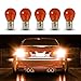 Hugwits 10 PCS 1156 Turn Signal Light Bulbs, P21W 1141 S25 12V 21W BA15S High Brightness Halogen Bulbs, Single Contact Long Life Bulb Replacement for Reverse Light, Universal for Most Cars (Amber)