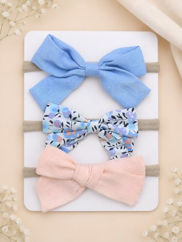 Image of POLKA TOTS Baby Hairbands for Kids Girl | Cute Stretchable Hair Bands for Baby Girls | Kids Hair Accessories | Elastic Infant Hairband | Toddler Hair Clips (Pack of 3)