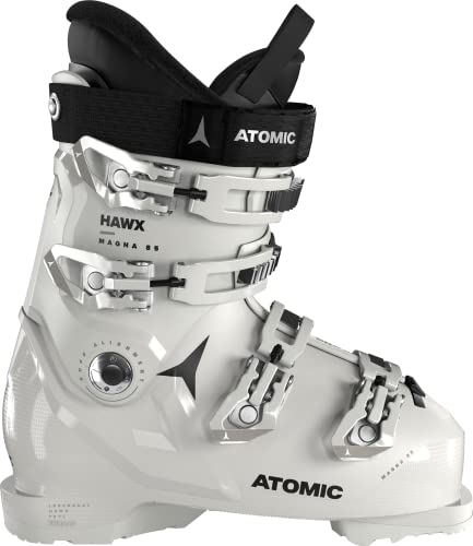 ATOMIC Hawx Magna 85 W Botas de esquí alpino para mujer en blanco/negro, talla 25/25,5. Ajuste ancho de 102 mm, construcción Prolite estable. Tecnología Memory Fit para un ajuste preciso