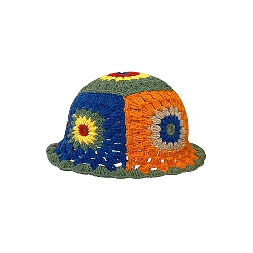 Genérico Sombreros de Visera Sombrero de maceta de punto a mano para mujeres, japonesas, flores huecas, suaves, con lana para mostrar la cara, pequeña, otoño e invierno, gorro blanco de piel, naranja