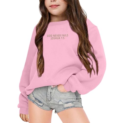 Girls Sweatshirt God will Never Fail You Grahpic Print Hoodie Long Sleeve Crewneck Pullover Oversized Shirt Casual Loose Tops2