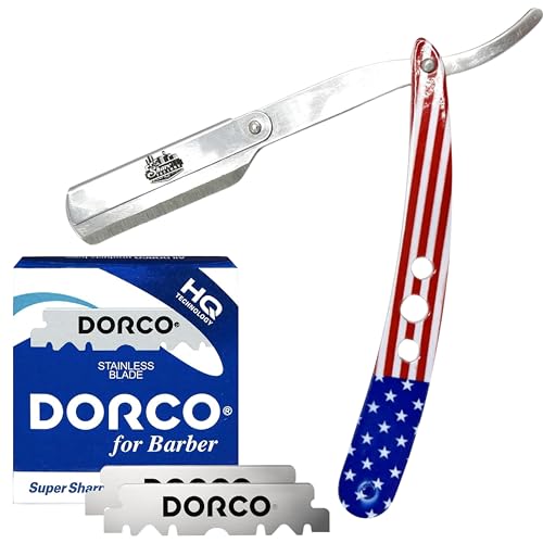 the shave factory Straight Edge Razor Kit (USA / 100 Dorco Single Edge Razor Blades Blue)